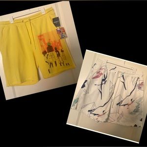 Bundle & Save🟨⚪️ Men’s Graphic Draw String Sweat Shorts, Size XL